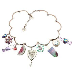 Betsy Johnson Womens Necklace Boardwalk Sweets Candy Love Rose Gold Tone